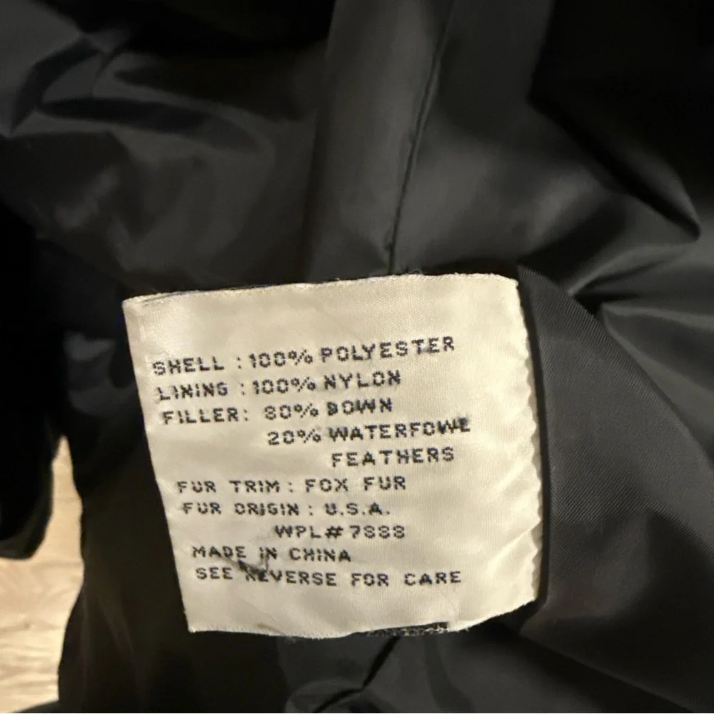 Anne Klein Black Puffer Coat Size Medium Fix‎ Fur Hood Vintage Down